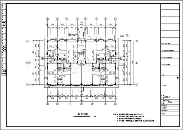 某小区占地320平米六层框架结构住宅楼建筑设计CAD图纸（含总图）-图二