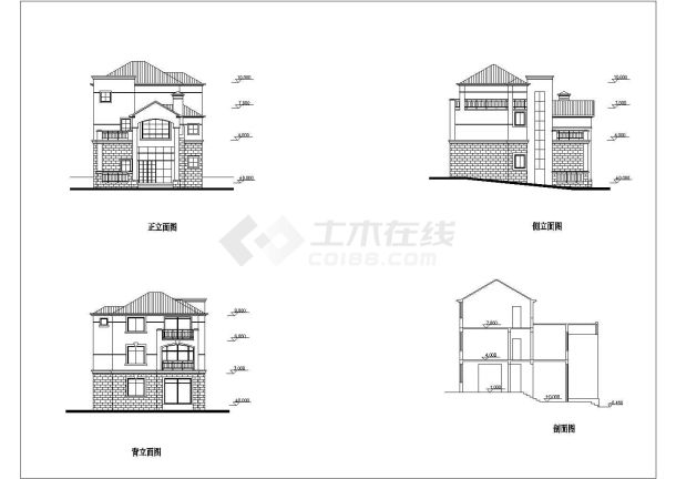 沈阳市某现代化村镇230平米三层框架结构独栋别墅建筑设计CAD图纸-图一