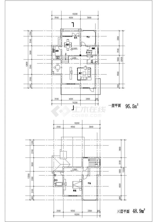 沈阳市某现代化村镇230平米三层框架结构独栋别墅建筑设计CAD图纸-图二