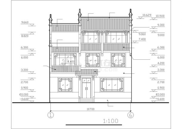 常州某乡村某3层框混结构乡村民居住宅楼建筑设计CAD图纸-图二