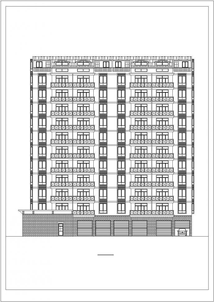 某小区临街两栋11层某类商住楼设计CAD图纸（底层商铺）_图1