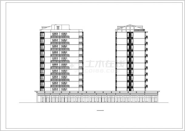 某小区临街两栋11层某类商住楼设计CAD图纸（底层商铺）-图二
