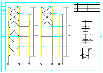 办公室钢框架结构cad设计施工图-图一
