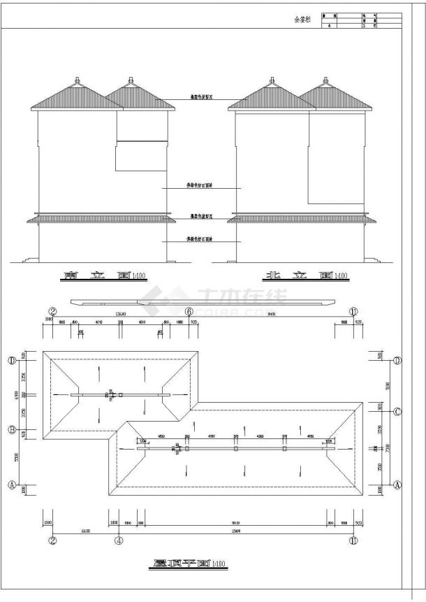 某银行分行建筑结构设计全套CAD图-图一