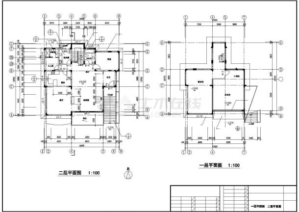 扬州市沁兰苑小区3层框架结构独栋别墅全套建筑设计CAD图纸（13x11米）-图一