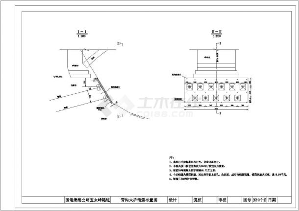 某孔跨1-50m石拱桥全部图纸锚墩CAD完整详细布置-图一