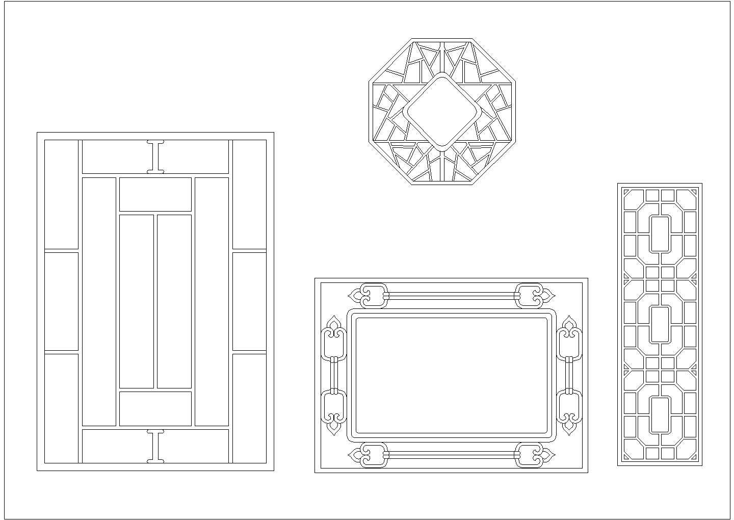 某常用窗花类模块中式装饰设计CAD大样平面图纸