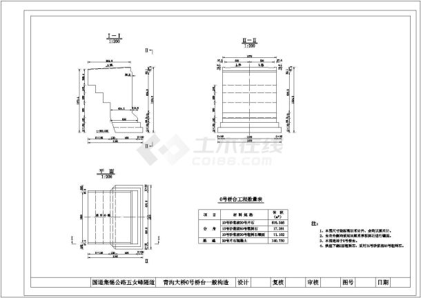 某孔跨1-50m石拱桥全部图纸桥台CAD构造完整施工图-图一