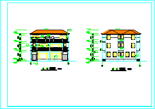 双拼别墅F型建筑设计cad施工图全套含效果图-图一