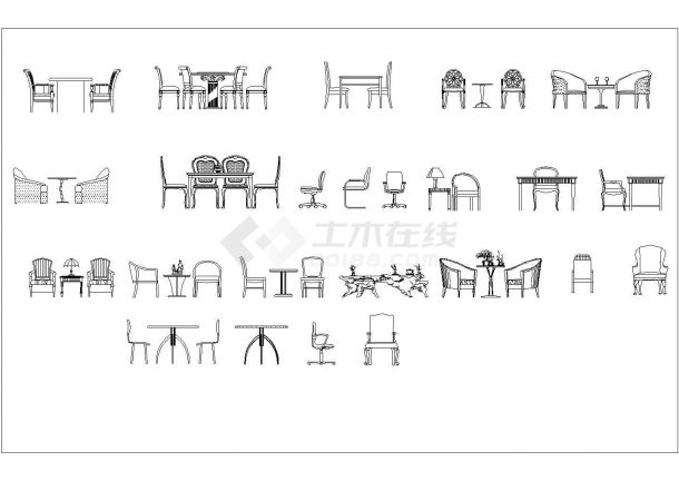 某沙发餐椅休闲椅CAD完整设计详细立面图库-图一