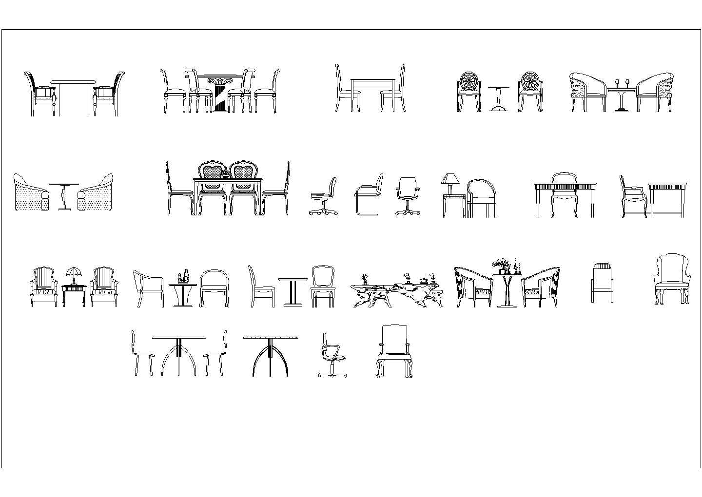 某沙发餐椅休闲椅CAD完整设计详细立面图库