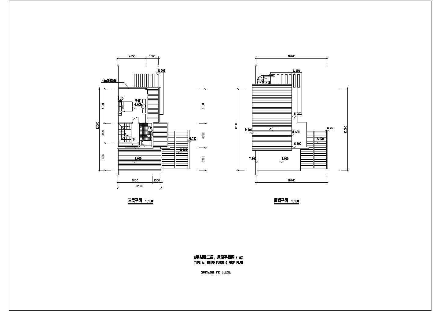 合肥市某小区200-280平四套3层砖混结构高档精装修别墅建筑设计CAD图纸