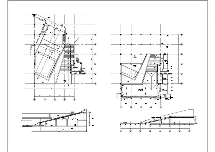 某五层小型剧场CAD设计方案图中央下沉广场剖面图_图1
