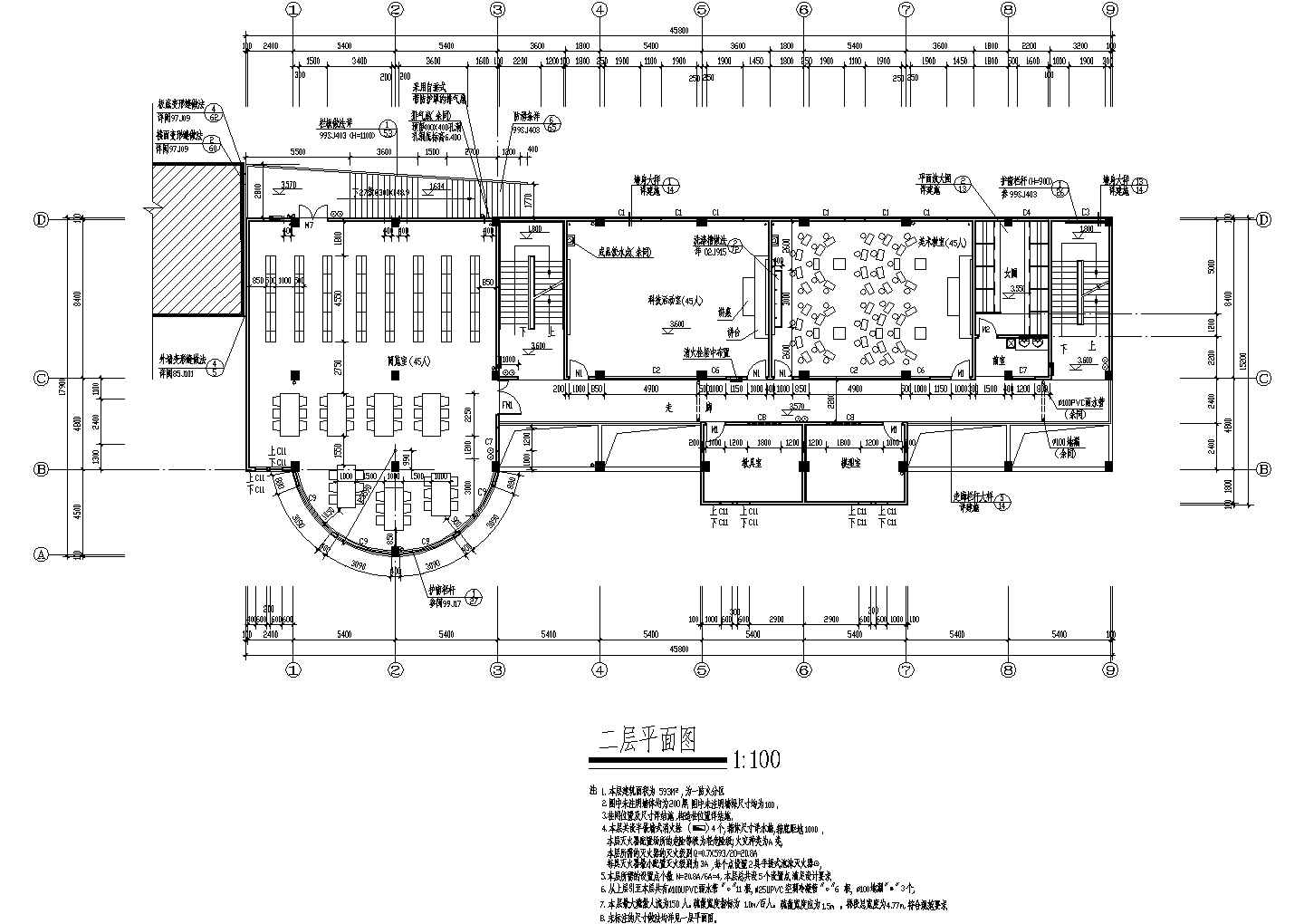 某小学多功能教学楼建筑CAD 节点详细设计施工图