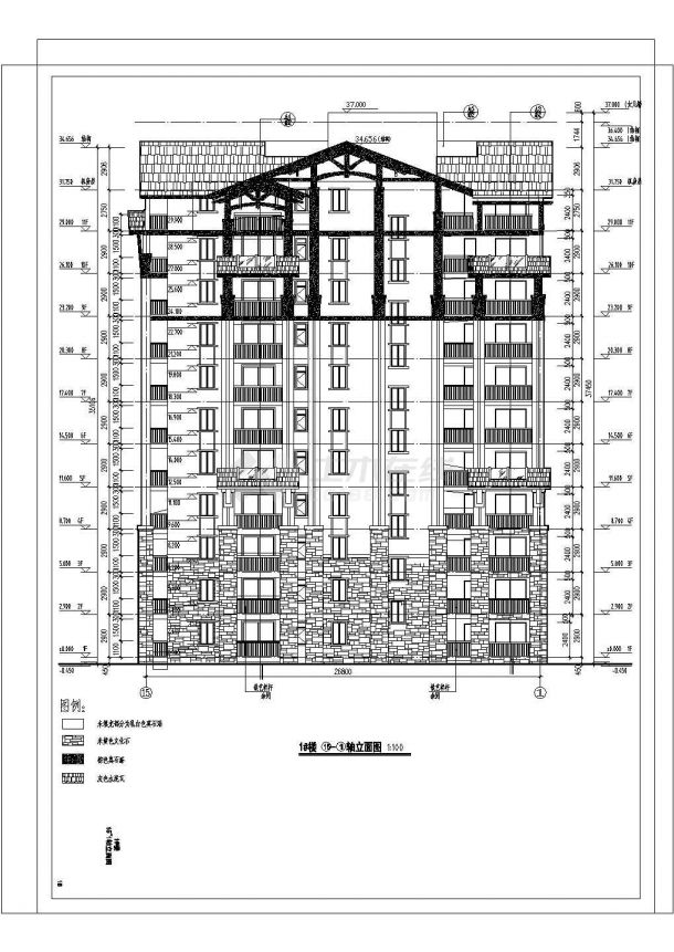 某陕西省榆林市富龙度假山庄住宅楼立剖墙身CAD施工图-图二