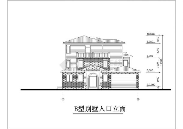 合肥市黎源家园小区410平米3层精美装修高档别墅建筑设计CAD图纸-图二