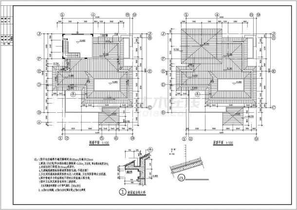 南宁市某小区600平米3层框混结构高档别墅建筑设计CAD图纸（带阁楼层）-图一