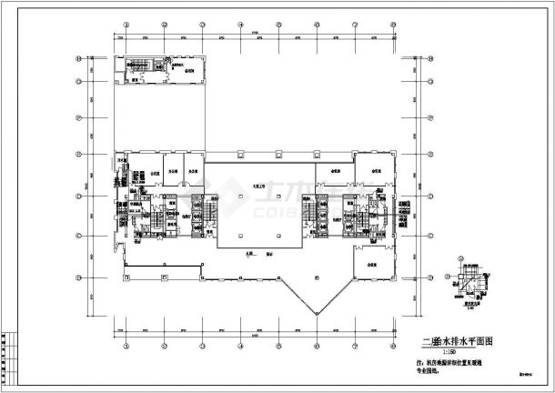 某高层办公楼全套给排水设计cad施工图纸-图二