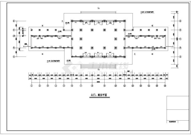 某中式仿古风格山门设计cad全套建筑施工图-图二