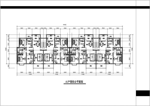 广州某小区四栋住宅楼的标准层平面设计CAD图纸（含户型图）-图二
