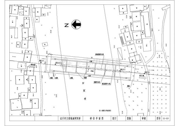 某跨径90m下承式系杆拱桥桥位CAD大样详细平面图-图一