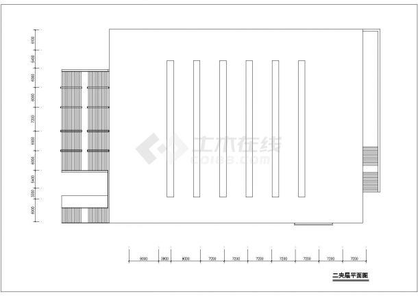 二层带夹层南轩中学体育馆建筑施工cad图(含平面图，共六张)-图一