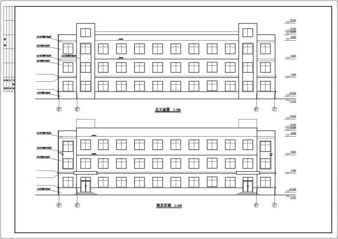 沈阳某木材厂1800平米3层框架结构宿舍楼平立剖面设计CAD图纸_图1