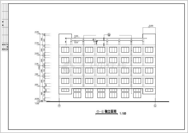 成都市某中学2200平米五层框混结构学生宿舍楼平立剖面设计CAD图纸-图二