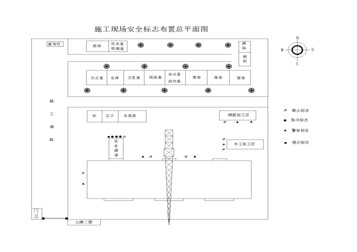 某施工现场安全标志布置总平面图-图二