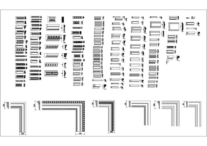 某各式线条门套地角天花角CAD大样节点剖面设计图_图1