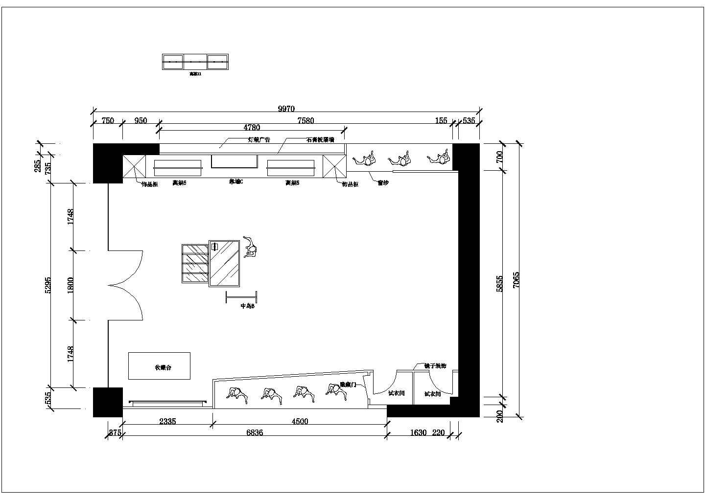 某服装专卖店CAD装修室内设计构造施工图