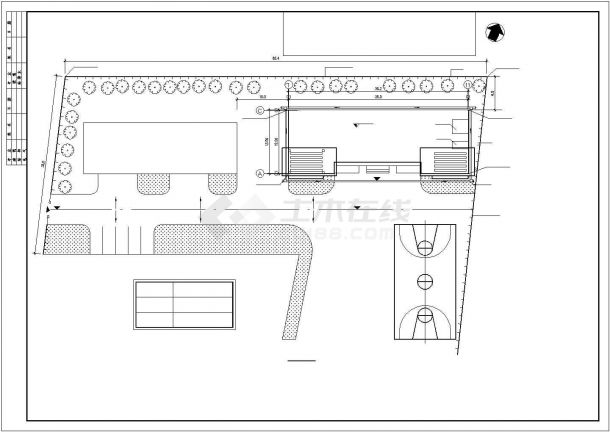 某地大堡小学全套建筑施工CAD图纸-图二