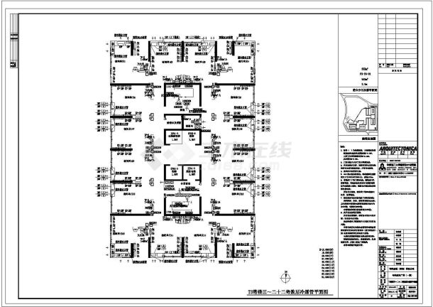 某珠宝广场施工图塔楼冷媒管CAD节点详细平面图-图二
