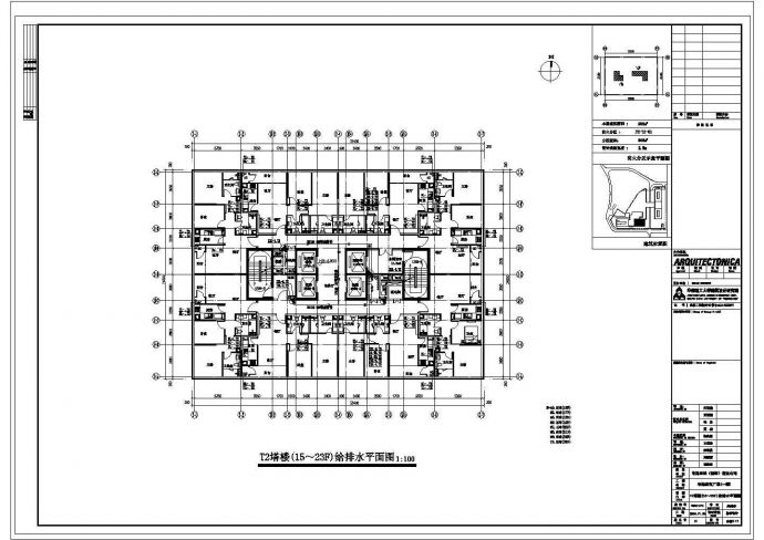 某珠宝广场CAD完整节点构造施工图给排水平面图_图1