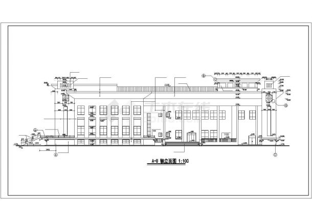 某地大学礼堂建筑施工CAD图_大学设计-图一