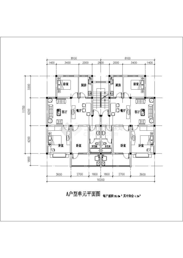 南阳市某在建小区80-120平米的预售户型设计CAD图纸（9张）-图二