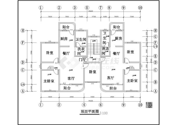 芜湖市某小区七层框混结构住宅楼平立剖面设计CAD图纸（含阁楼）-图一