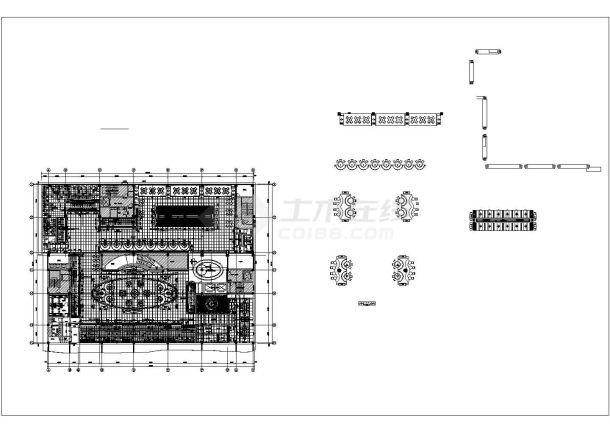 某娱乐中心餐厅CAD构造全套设计完整图纸-图一