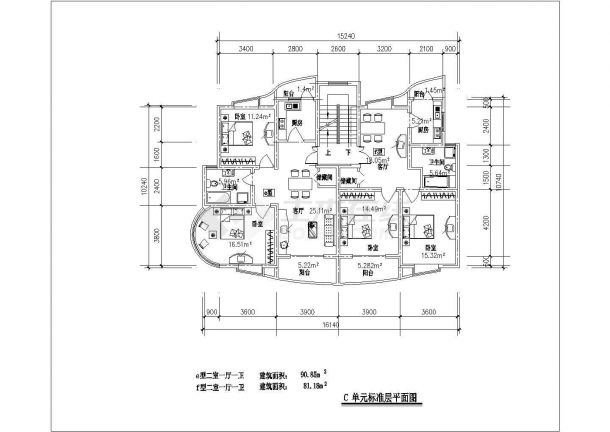 贵阳市某新建小区80-120平米的热门户型设计CAD图纸（5张）-图二