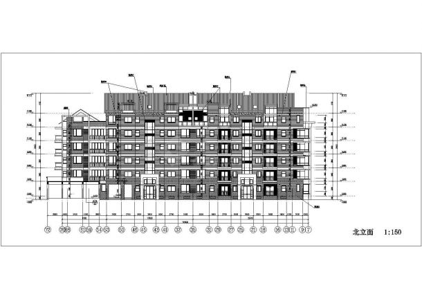 某安置小区4800平米7层框混U型结构住宅楼建筑设计CAD图纸（含阁楼）-图一