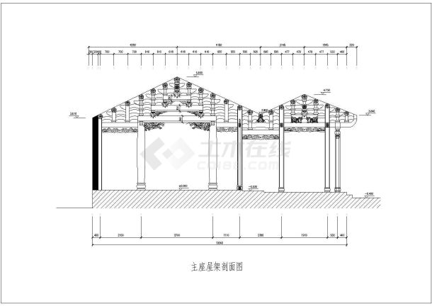 某西田祠堂CAD完整平立剖面设计施工图纸-图二