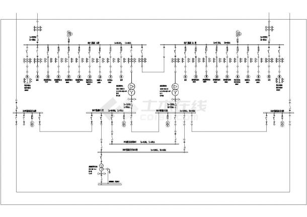 某电厂烟气脱硫电气主接线CAD平面详细图纸-图一