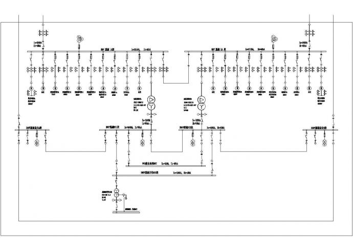 某电厂烟气脱硫电气主接线CAD平面详细图纸_图1
