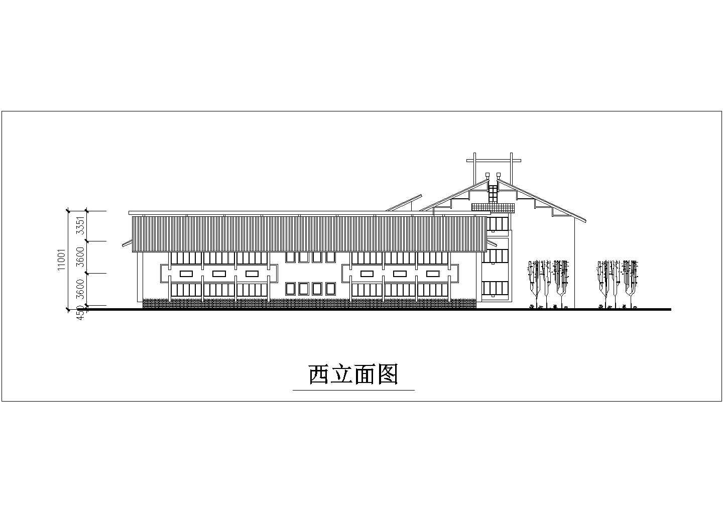 某度假村80x48米单层砖混结构休闲园林会所平立面设计CAD图纸