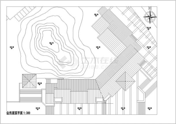济南市某现代化小区3层混合结构休闲会所平立剖面设计CAD图纸-图一