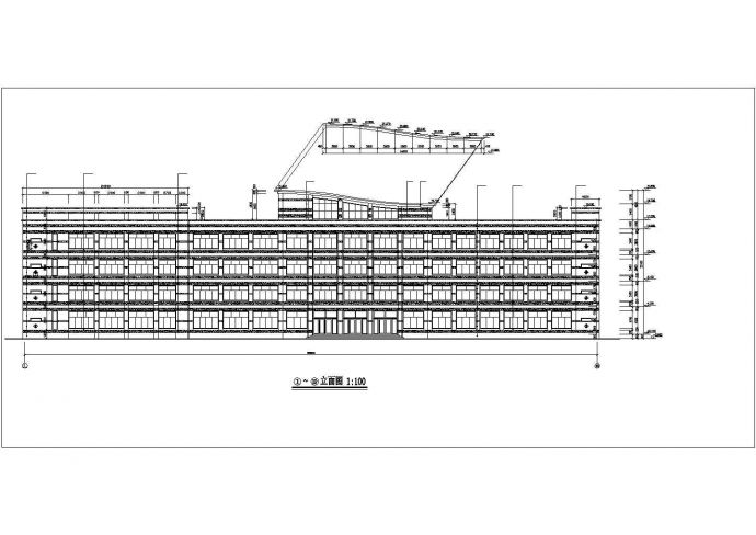 某地大型教学楼建筑设计图纸（共6张）_图1