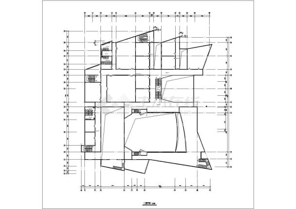 南京市某大剧院5900平米五层框架结构艺术中心平立剖面设计CAD图纸-图二