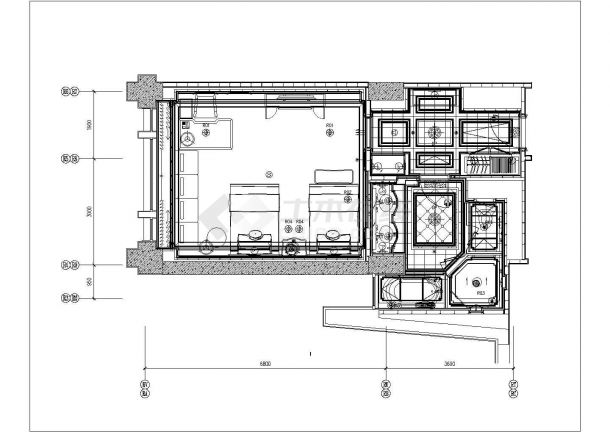 某北京丽思卡尔顿酒店客房间CAD大样完整施工图-图一