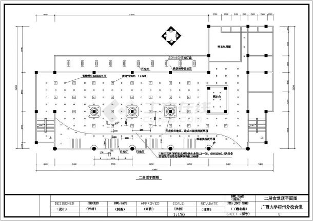 某大学食堂一层消防栓CAD设计构造完整平面布置图-图二