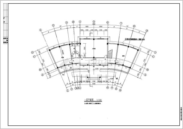 一城市老年活动场所建筑平立面详图-图二